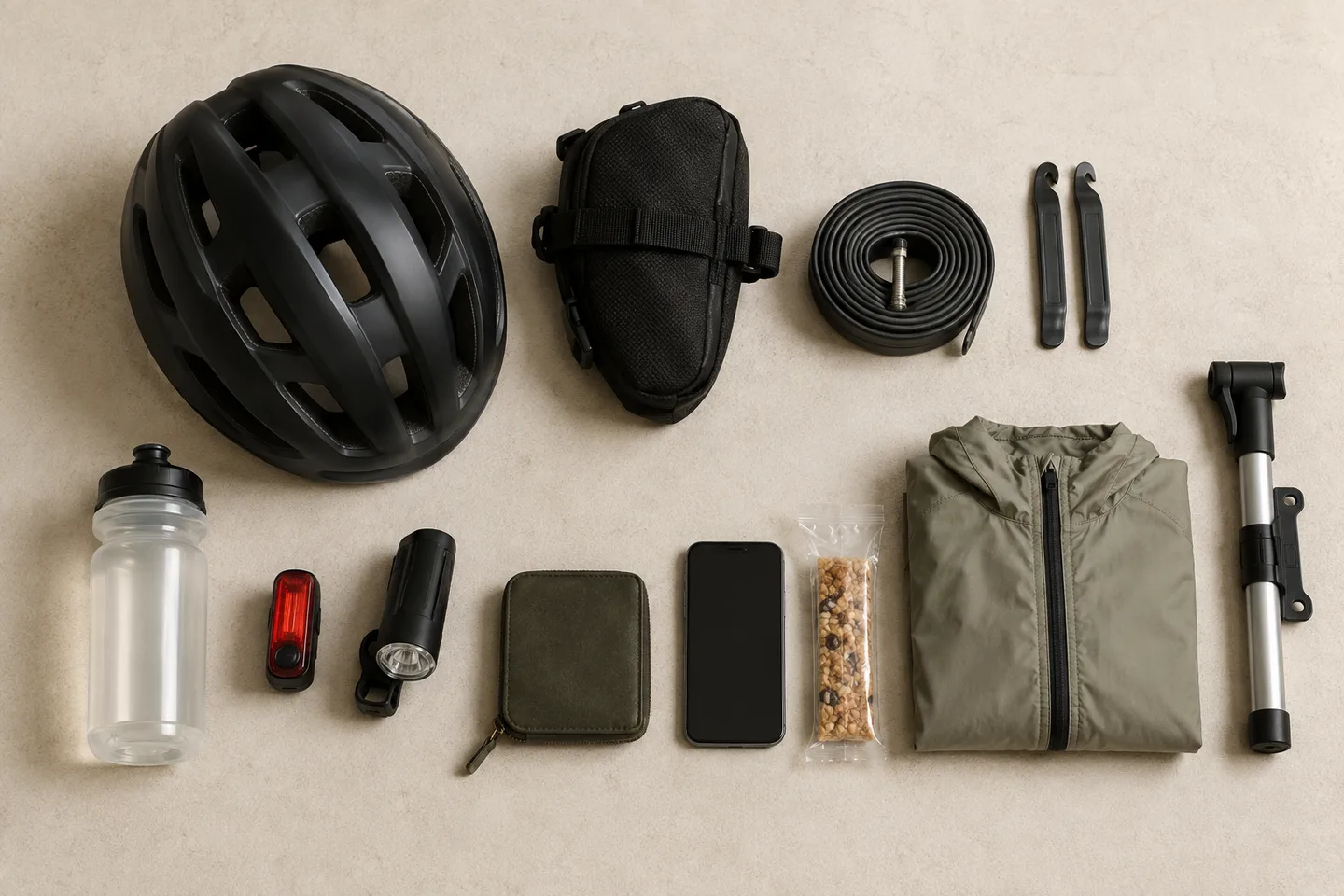 ロードバイクで日帰りする初心者向けの持ち物イメージ。掲載商品そのものではありません